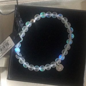 NWT NOGU White Silver Mermaid Glass Bead Bracelet